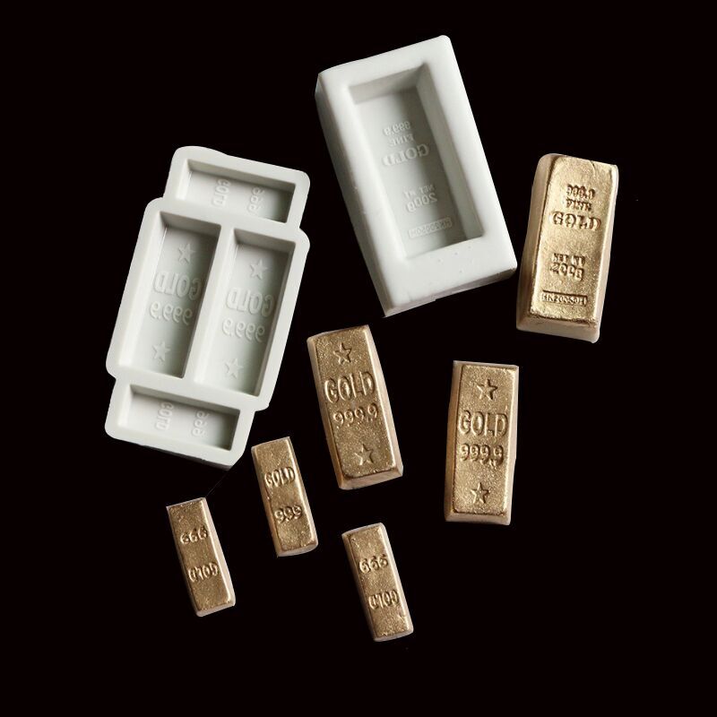 金条硅胶模具招财进宝手工diy烘焙翻糖蛋糕装饰巧克力翻糖