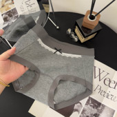 蕾丝三角裤 2025新款 小香风螺纹A类棉包臀亲肤纯棉中腰内裤 加长档