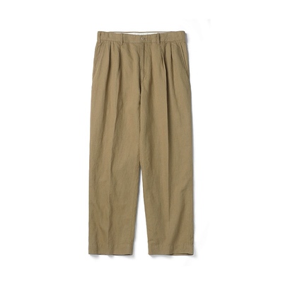 riskrider 复古休闲棉麻双摺 阔腿工装卡其裤西装裤长裤 R2355