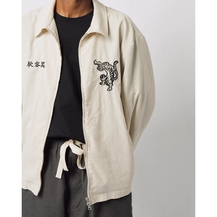两色选 亚麻老虎刺绣纪念夹克宽松翻领外套潮流 SOFT CONTAINER