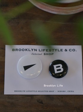 现货 brooklyn lifestyle 布鲁克林商店 自制周边胸针 一对