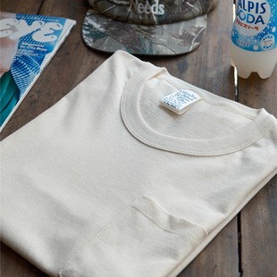 现货 美国制 S.O.S. from Texas无盒版有机棉复古纯色口袋短袖T恤