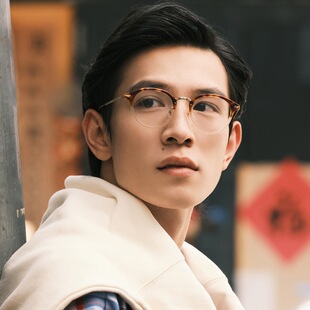 LOOKINSIDE意大利板材梨形中金贝塔横眉钛金属眼镜框架桥系列IP电