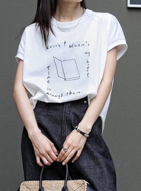 caicaicai 24SS白色无袖手绘印花短袖T恤打底衫