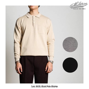 复古翻领Polo男 美式 MILITORA910L纯色长袖 百搭老钱风强捻针织衫