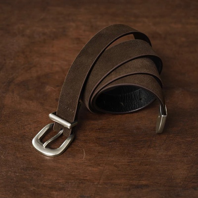 SOFT CONTAINER 翻毛皮哑光银带扣西部腰带皮带复古简约潮流 两色