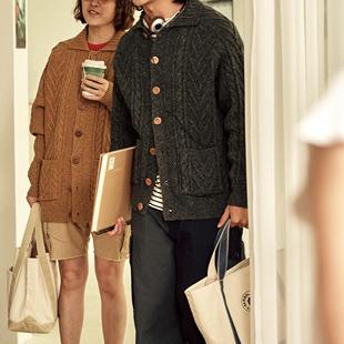 3色选 外套 DAMBOLAND 24AW英国重磅提花渔夫羊毛毛衣开衫