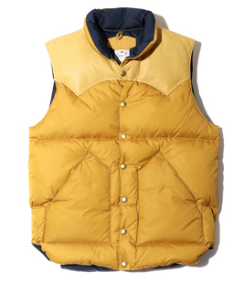 立领拼皮保暖马甲男女同款 700蓬羽绒 MOUNTAIN 国内现货ROCKY