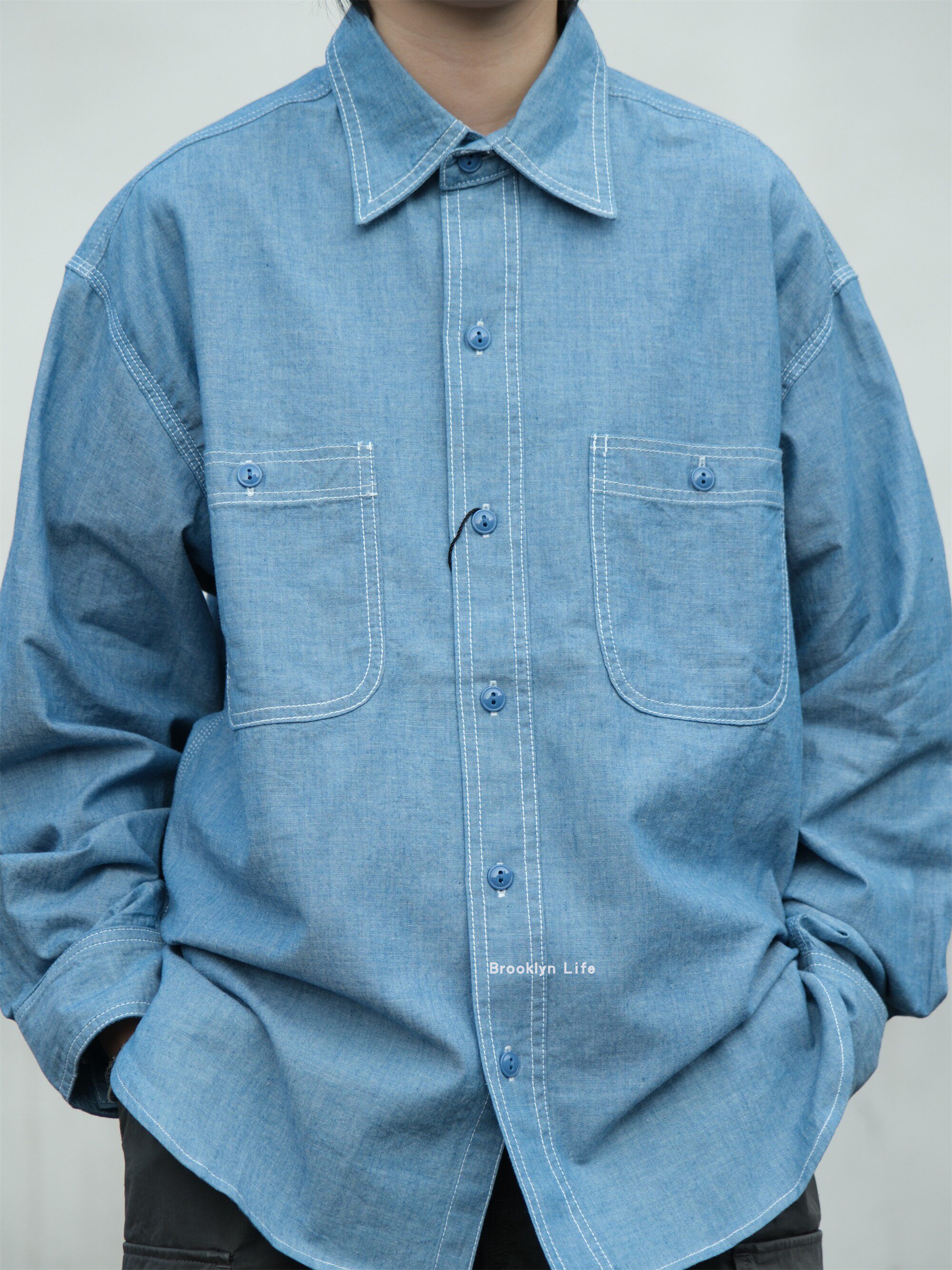 日本制BARNS长袖复古衬衫