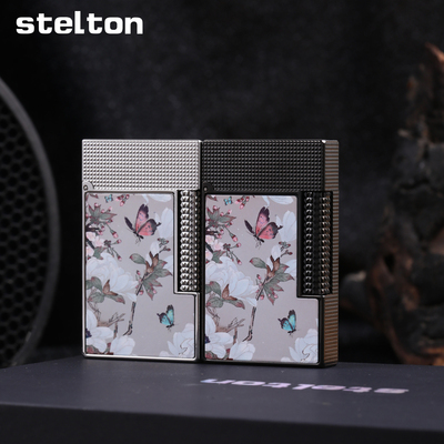 Stelton斯特腾朗声充气打火机侧滑点火彩绘蝴蝶创意个性高档送礼