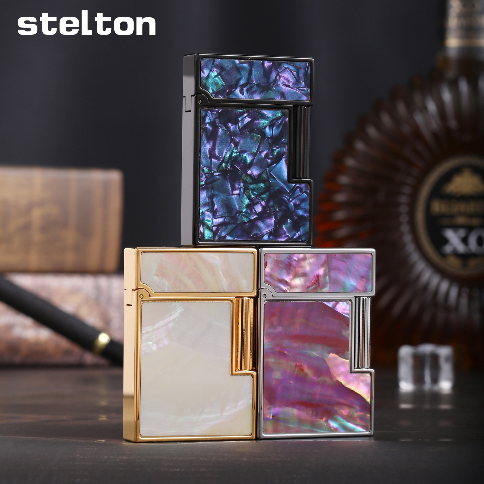 Stelton斯特腾朗声打火机充气短款上下镶嵌彩贝侧滑创意个性送礼