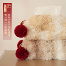 新年纸巾袋毛绒过年氛围感装 饰春节餐桌面车载抽纸套抽纸纸巾盒