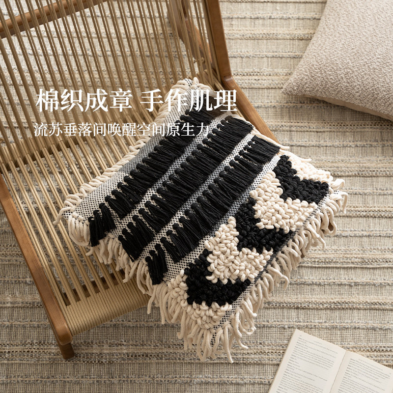 抱枕复古高级感手工编织棉线靠枕沙发客厅飘窗装饰民宿床头靠垫