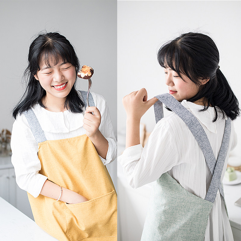 围裙家用厨房交叉防水做饭冬季罩衣纯棉日式可爱女高档工作服,家庭/个人清洁工具,围裙,淘宝优惠券,粉丝福利购,淘宝优惠卷