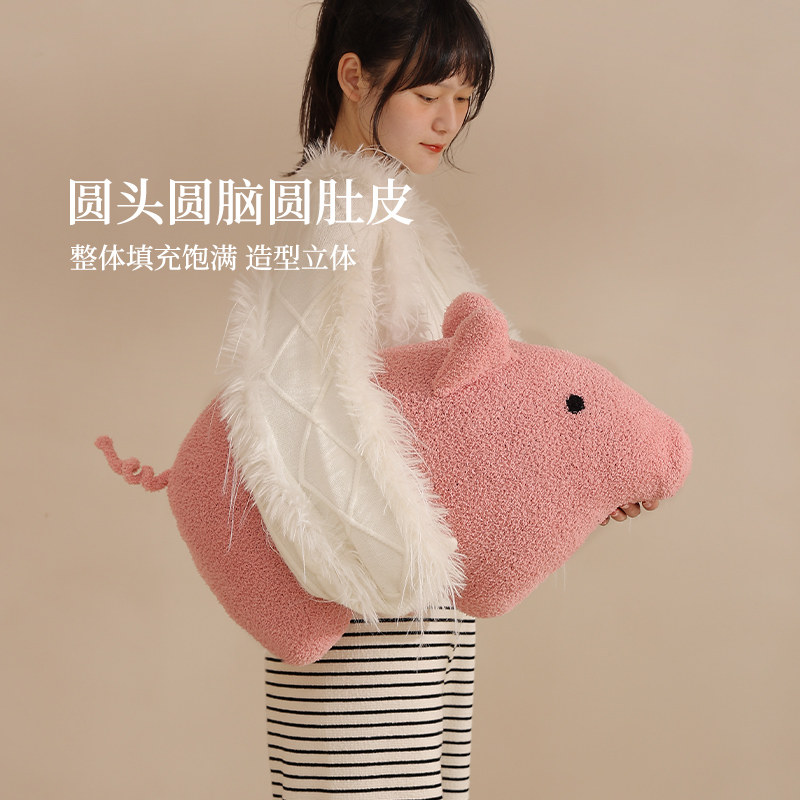 小猪抱枕女生睡觉可爱靠枕床上长条夹腿侧睡床头靠枕腰靠安抚玩偶