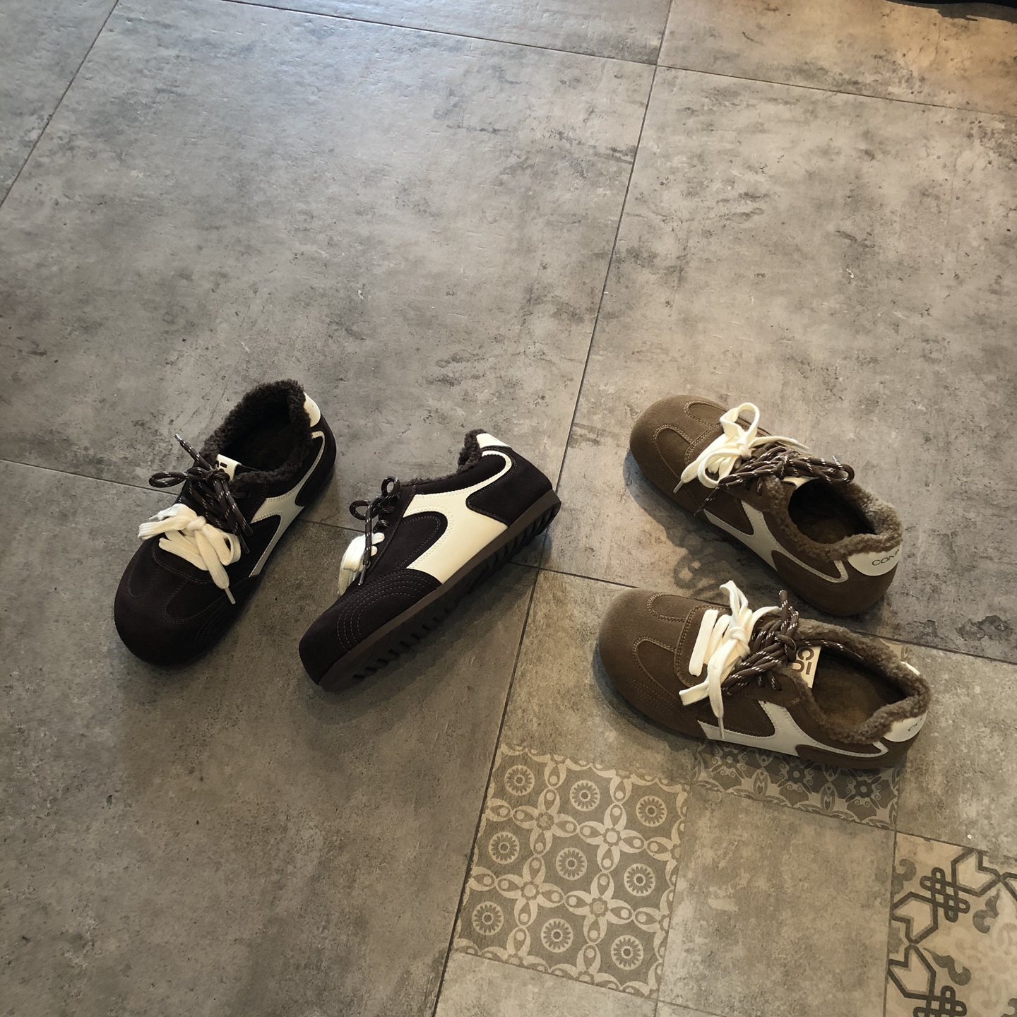 百搭舒适厚底真皮系带休闲鞋棉鞋