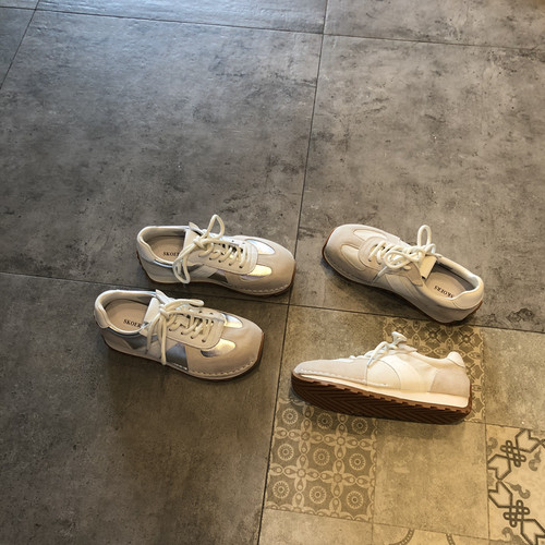 休闲鞋运动平底真皮拼接女鞋百搭