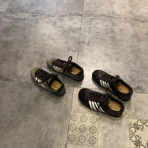 韩版复古豹纹拼接德训鞋女百搭