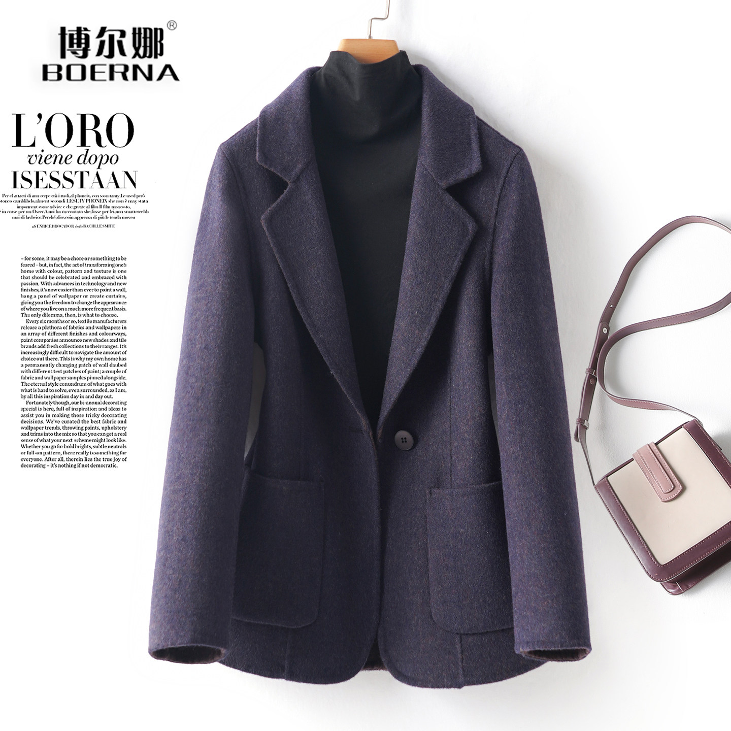 羊毛呢外套女短款修身气质加大码小个子西装式秋冬双面绒西服大衣