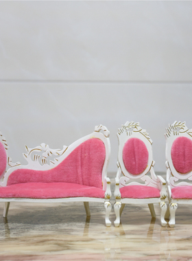 袖珍粉色坐垫沙发微缩家具模型