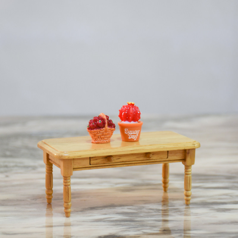 1:12娃娃屋dollhouse迷你袖珍家具模型微缩清漆茶几纯手工摆件