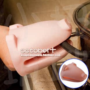 Pig Silicone Pot Holders小猪硅胶隔热微波炉防滑防烫手套1只