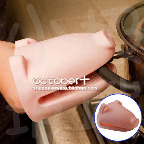 Pig Silicone Pot Holders小猪硅胶隔热微波炉防滑防烫手套1只