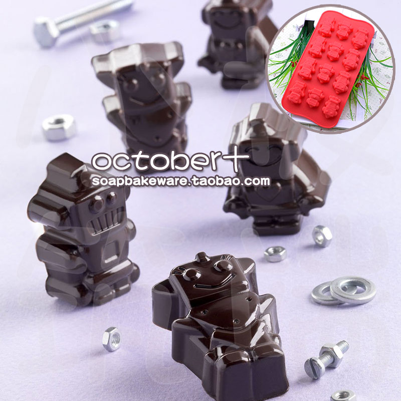 Robot Pattern Chocolate Muffin CupCake Candy Ice Tray Mold