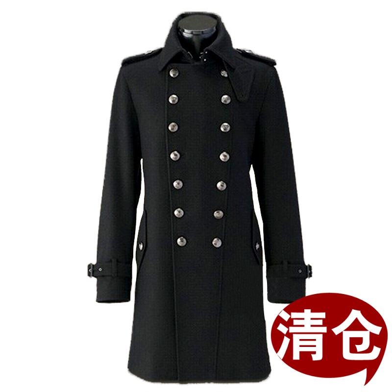 欧美德国复古修身毛呢大衣送4款