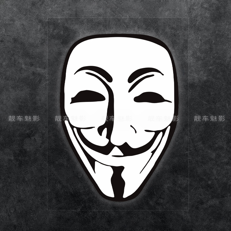魅影车贴 V字仇杀队 v面具头像 A复仇者 汽车改装反光贴 贴纸