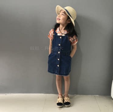 女童小孩牛仔裙大童牛仔背带裙大童裙子