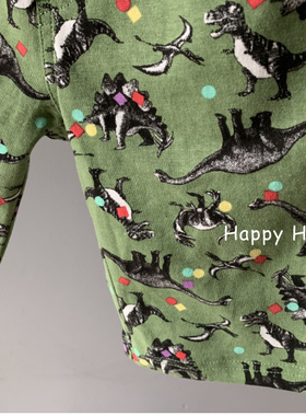 开心老大外贸童装2019夏季新款男童纯棉恐龙中裤短裤宝宝夏天裤子