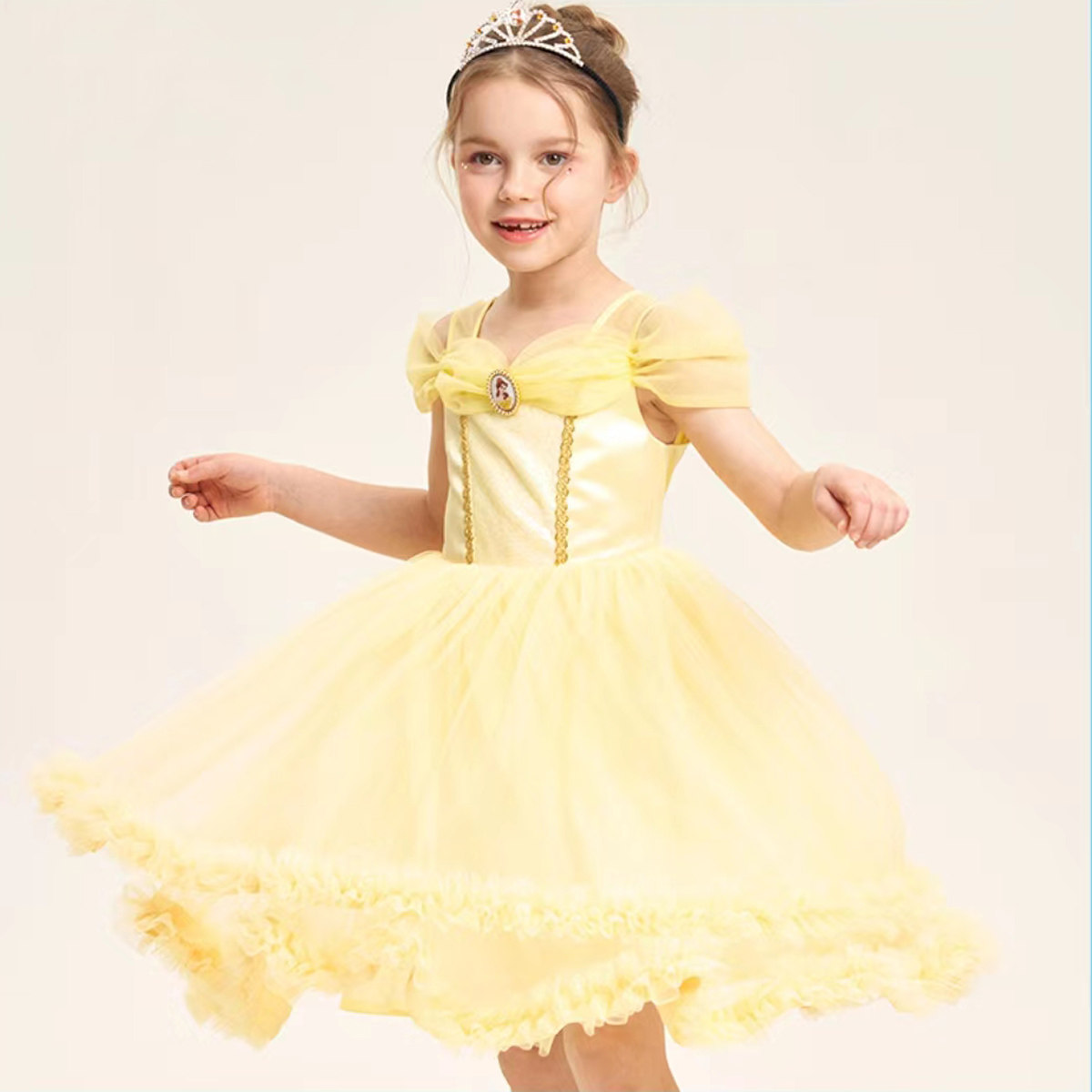 迪士尼童装夏季儿童表演服仙女吊带裙女童连衣裙薄纱裙贝尔公主裙