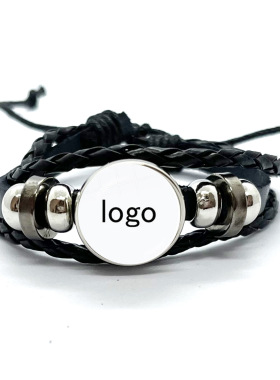 相片图片 明星家人爱人 时光宝石手工编织可调节黑色手绳手环批发