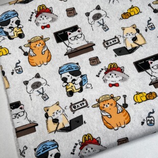 独家版权 天选打工喵 全棉细帆 手工DIY 面料