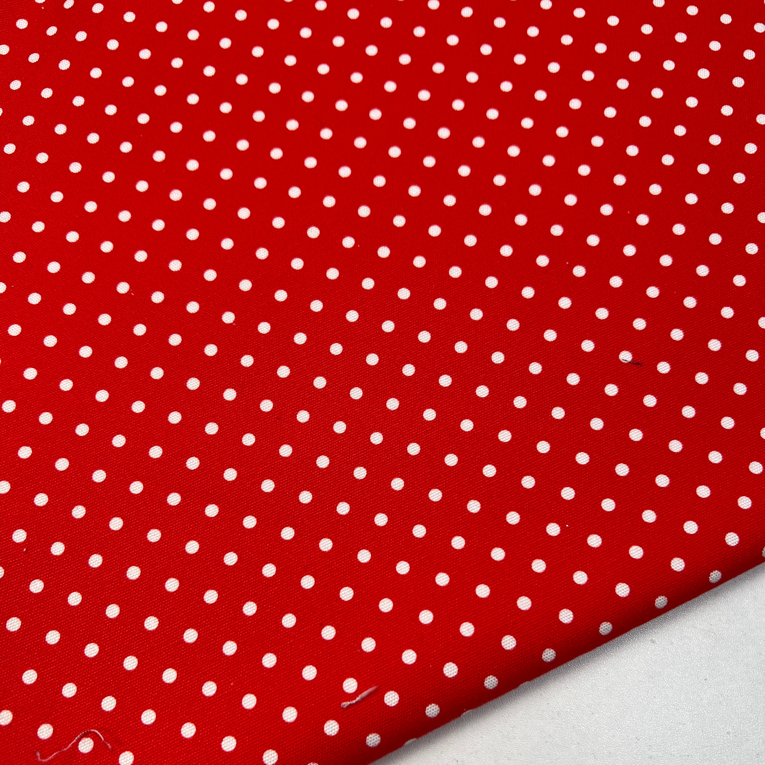 红底白波点 8安帆布 全棉手工帆布 DIY 包包 面料 满百包邮