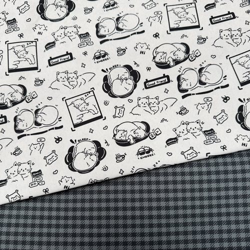 独家版权 双猫日记 全棉细帆  手帐本 宠物窝  手工包包 DIY面料