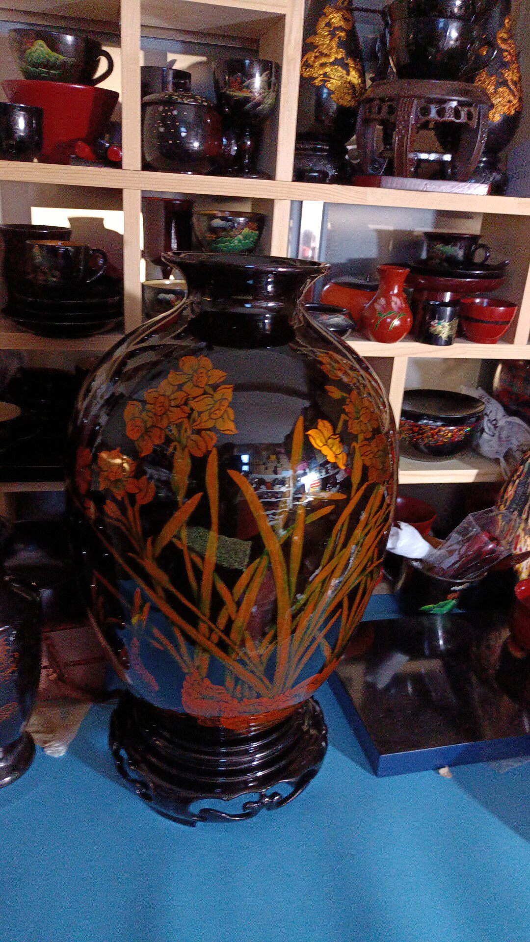 福州特产非遗麻胎脱胎漆器水仙花瓶摆瓶230mmx440mm