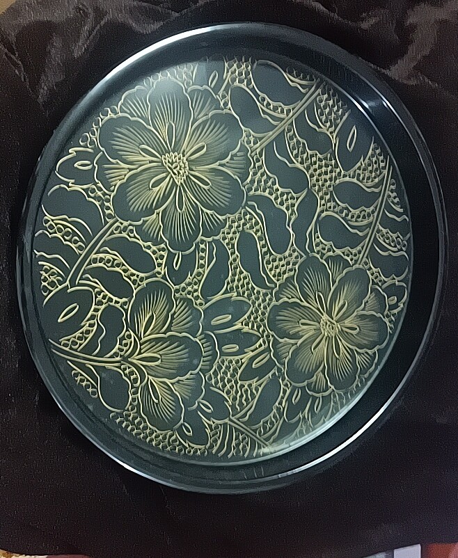 漆器木胎漆器天然漆盘厚实古朴老福风格300mmx40mm