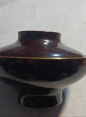 清货日中古老漆器金边木胎碗口120mmx90mm含盖尺寸库存未使用