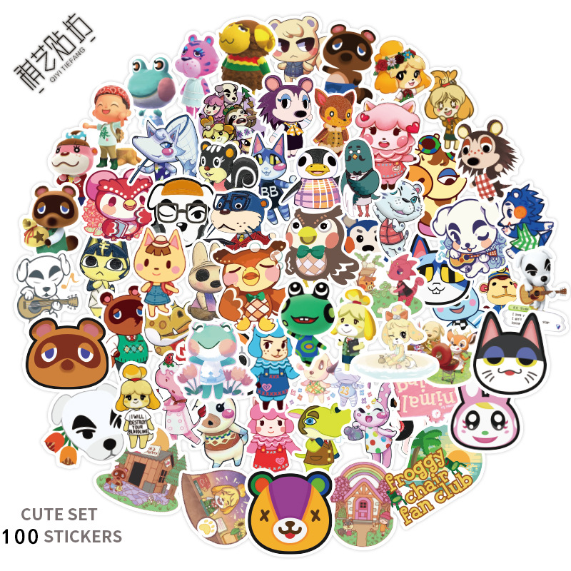100张动物森友会Animal Crossing手机滑板车行李箱电脑涂鸦贴纸