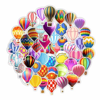 50张浪漫热气球少女心女孩贴纸行李箱手机壳文具书本电脑stickers