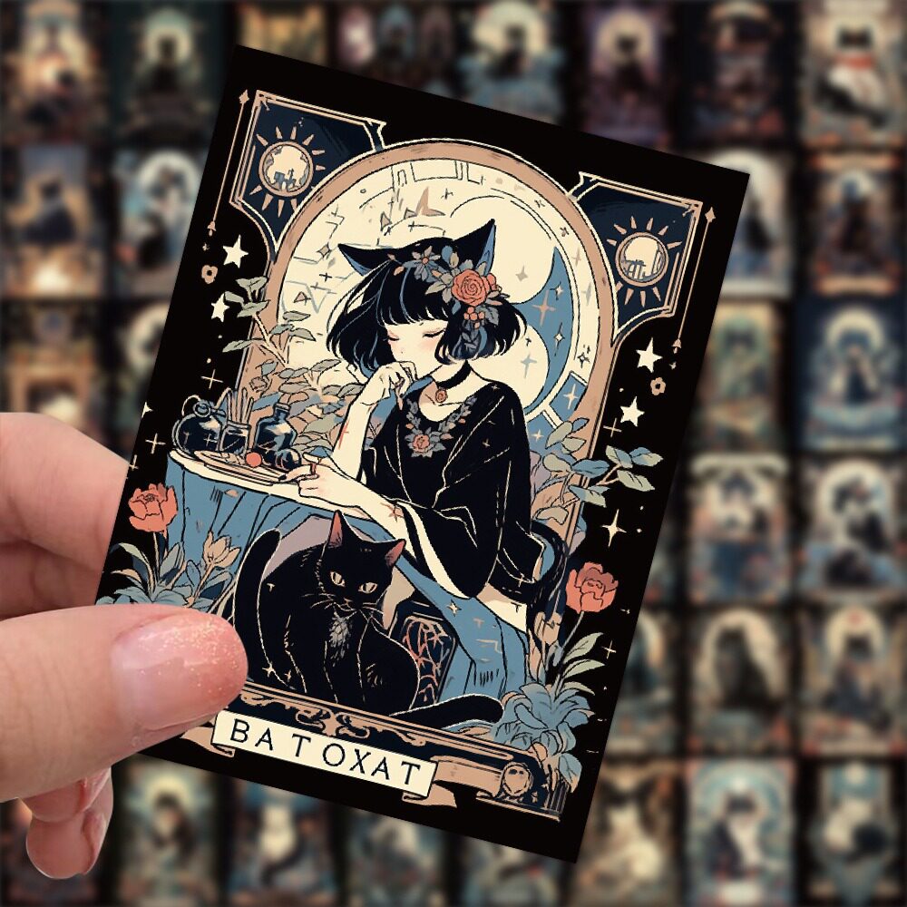 60张暗黑猫咪个性有趣贴纸可爱动物装饰笔记本行李箱贴画