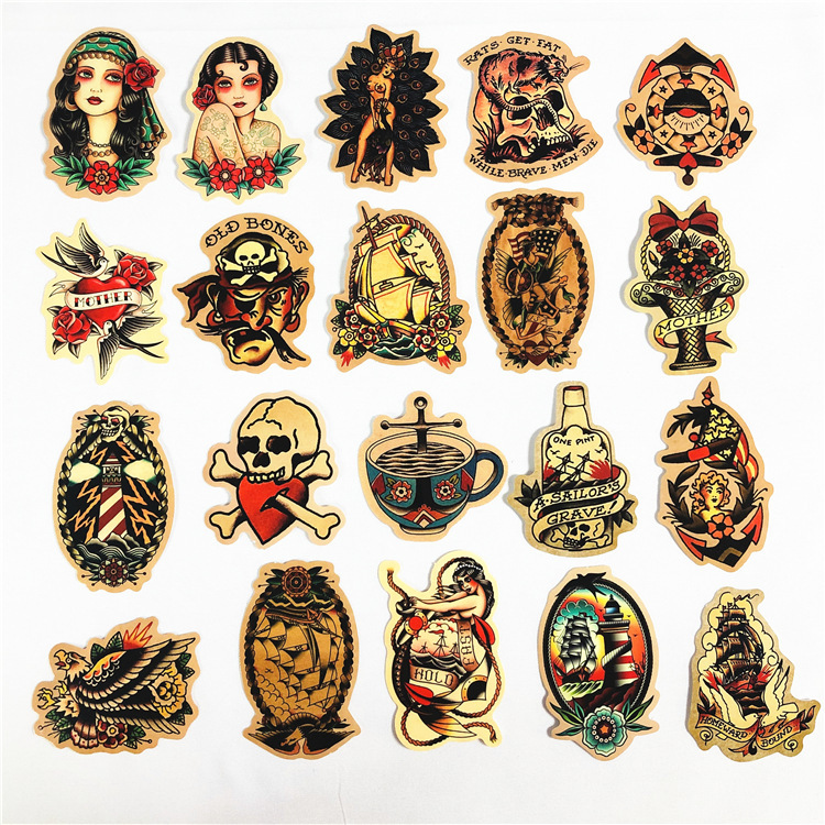 50张彩色守旧性感美女复古手机壳贴纸行李箱笔记本汽车装饰贴纸