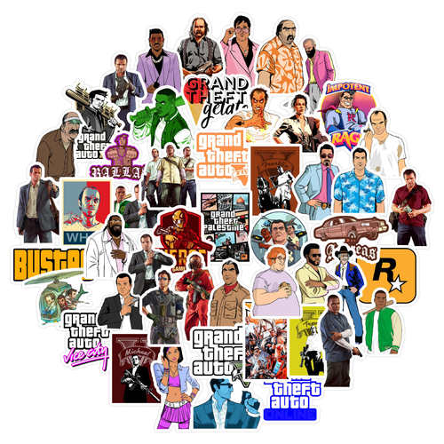 50张侠盗猎车Grand Theft AutoGTA行李箱手机壳防水贴纸sticker