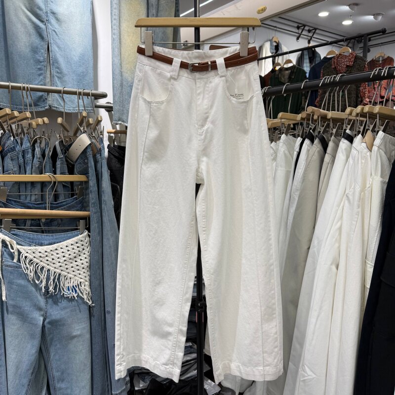 小个子白色宽松直筒裤女2026春夏薄款高腰显瘦百搭九分休闲裤6003