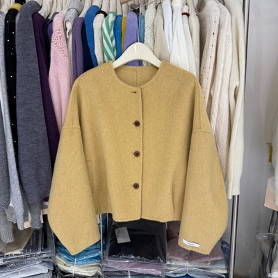 羊驼绒短款毛呢外套女2025新款韩国流行高品质双面羊绒大衣861潮