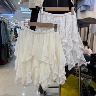 雪纺半身裙女夏季 短裙气质甜美荷叶边重工设计感不规则蛋糕裙2896