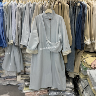 气质立领单排扣中长款风衣女高级感配包包韩版宽松外套大衣20067