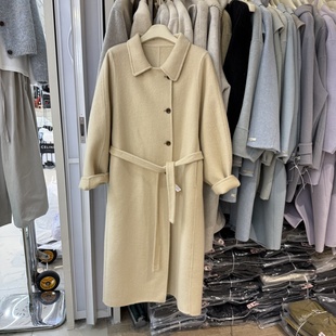 高级感双面羊绒大衣女简约气质翻领单排扣韩版 宽松羊毛呢外套6615